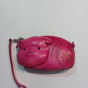 Pink Pig-Shaped Clutch Wristlet